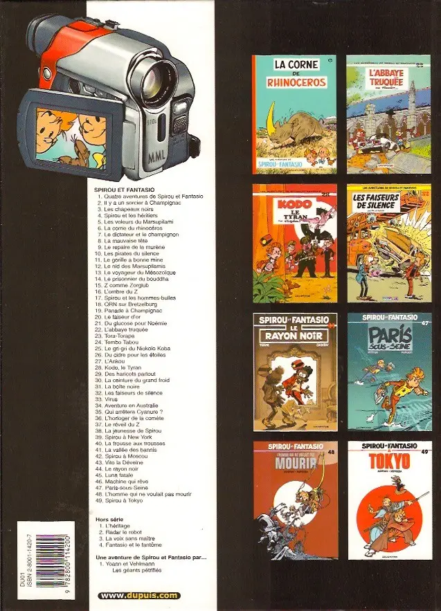 Verso de l'album Spirou et Fantasio Tome 38 La jeunesse de Spirou