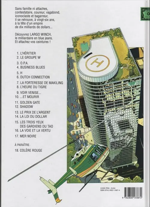 Verso de l'album Largo Winch Tome 13 Le prix de l'argent