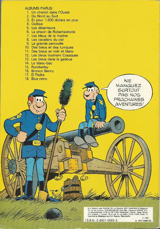 Verso de l'album Les Tuniques Bleues Tome 12 Les Bleus tournent cosaques