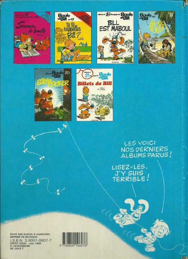 Verso de l'album Boule & Bill Tome 15 Bill, nom d'un chien !