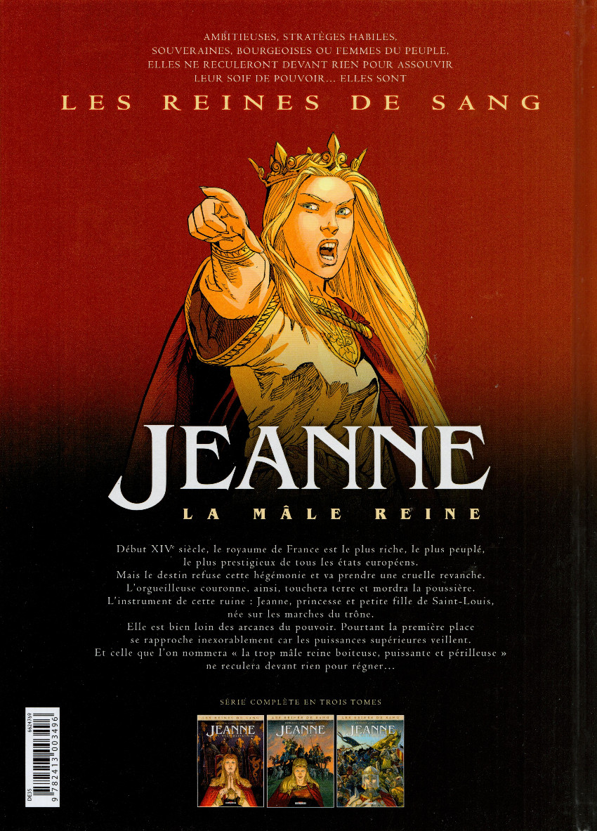Verso de l'album Les Reines de sang - Jeanne, la mâle reine Volume 3
