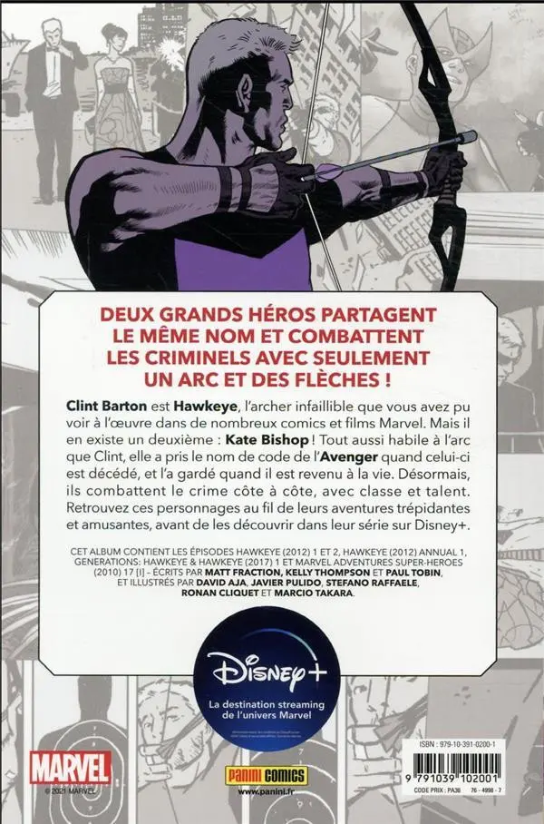 Verso de l'album Hawkeye - Clint Barton & Kate Bishop