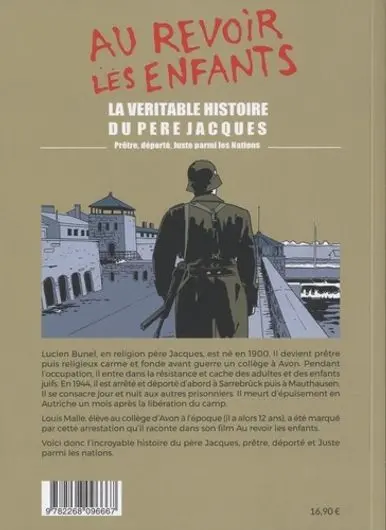 Verso de l'album Au revoir les enfants La véritable histoire du père Jacques