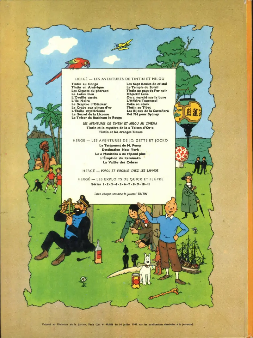 Verso de l'album Tintin Tome 15 Tintin au pays de l'or noir