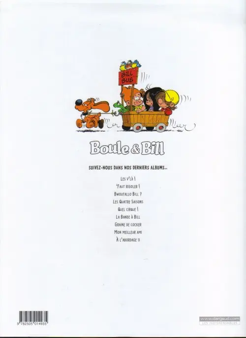 Verso de l'album Boule & Bill Tome 31 Graine de cocker