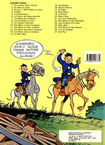Verso de l'album Les Tuniques Bleues Tome 16 Bronco Benny