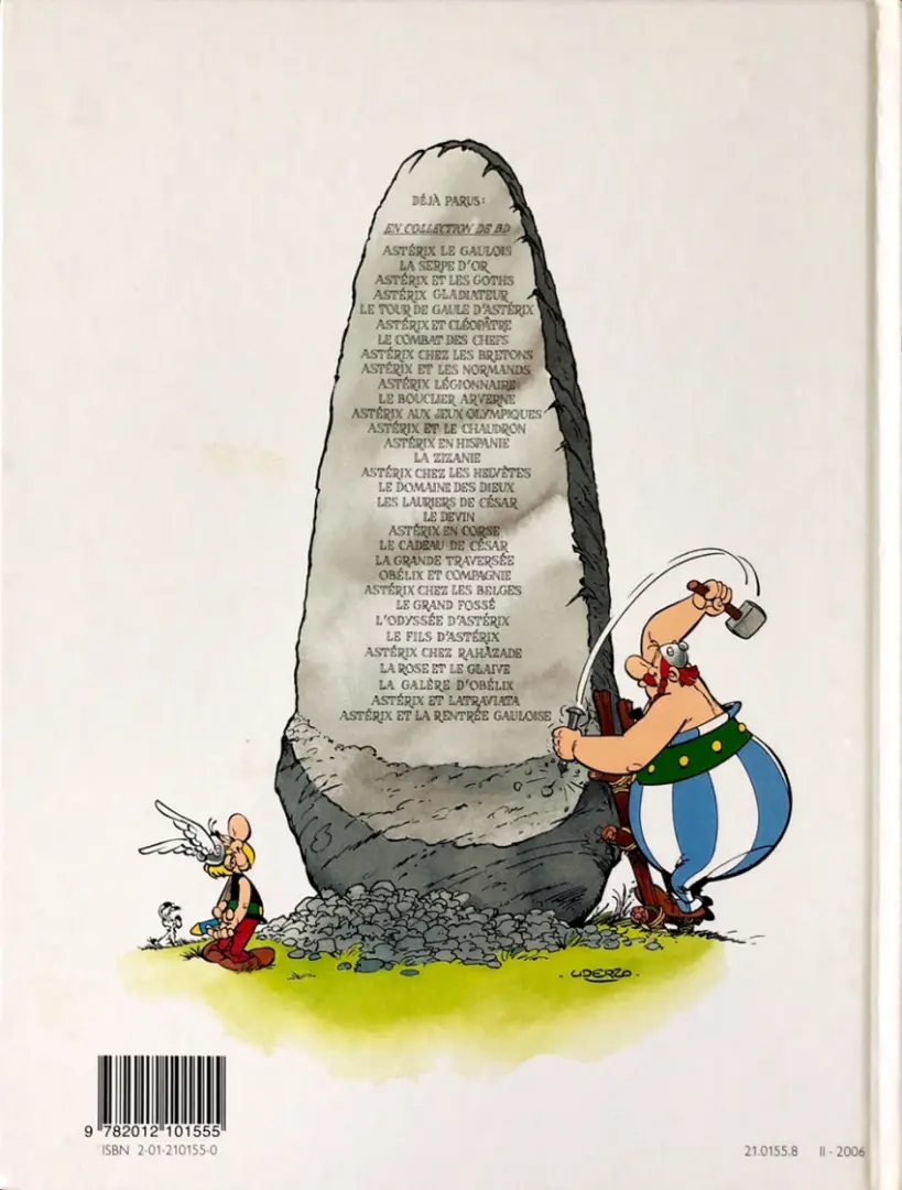 Verso de l'album Astérix Tome 23 Obélix et compagnie