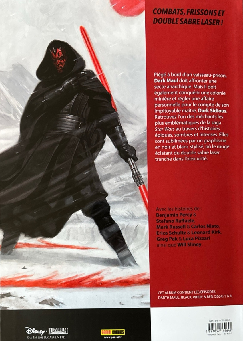 Verso de l'album Star Wars - Dark Maul Black, White & Red