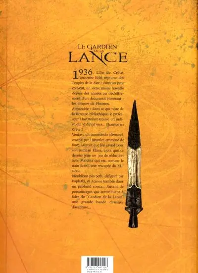 Verso de l'album Le Gardien de la Lance Tome 4 Les disques de Phaïstos