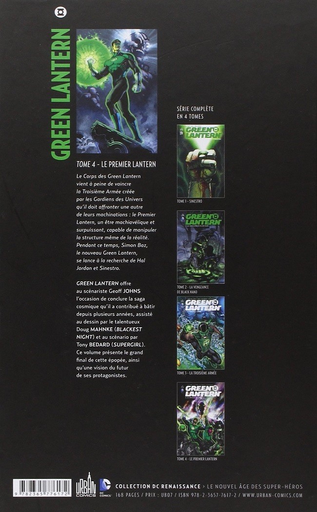 Verso de l'album Green Lantern Tome 4 Le premier Lantern