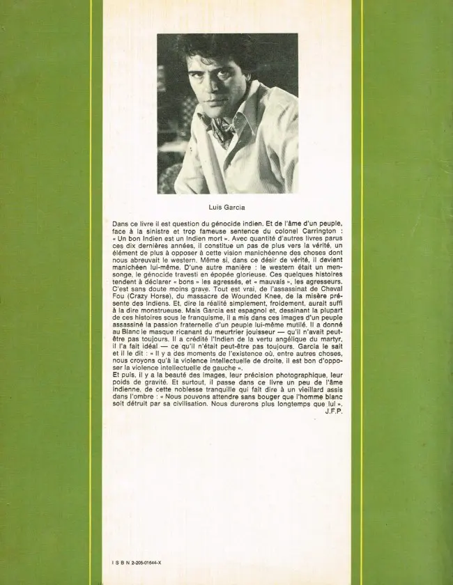 Verso de l'album La Mort de l'indien