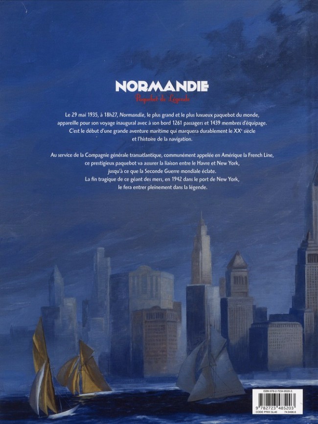 Verso de l'album Normandie, Paquebot de légende