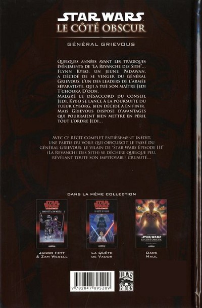 Verso de l'album Star Wars - Le côté obscur Tome 4 Général Grievous