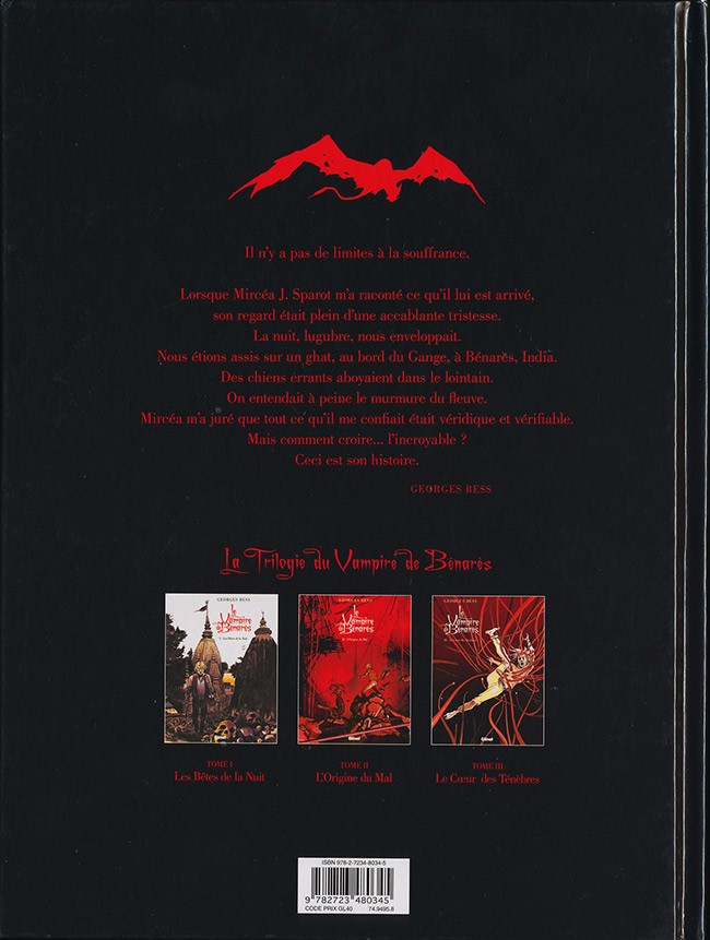 Verso de l'album Le Vampire de Benarès Tome 3 Le Cœur des Ténébres