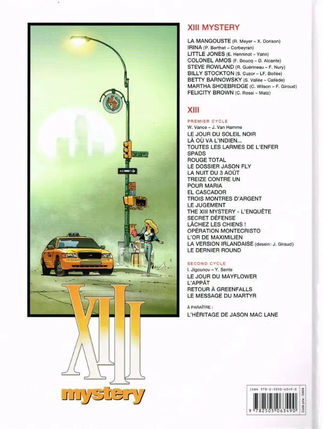 Verso de l'album XIII Mystery Tome 9 Felicity Brown