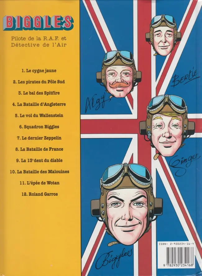 Verso de l'album Biggles Tome 4 Roland Garros