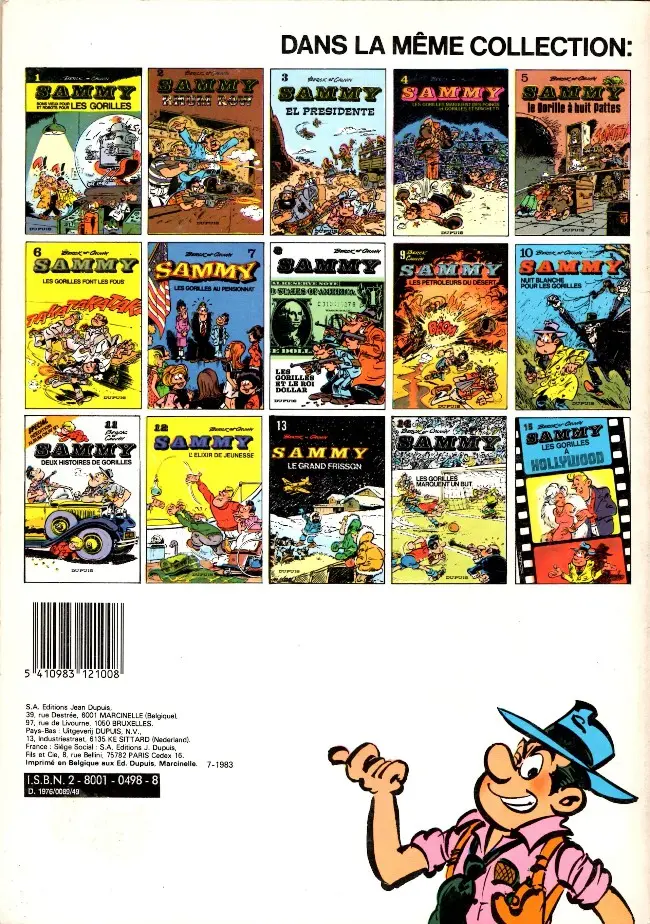 Verso de l'album Sammy Tome 7 Les gorilles au pensionnat