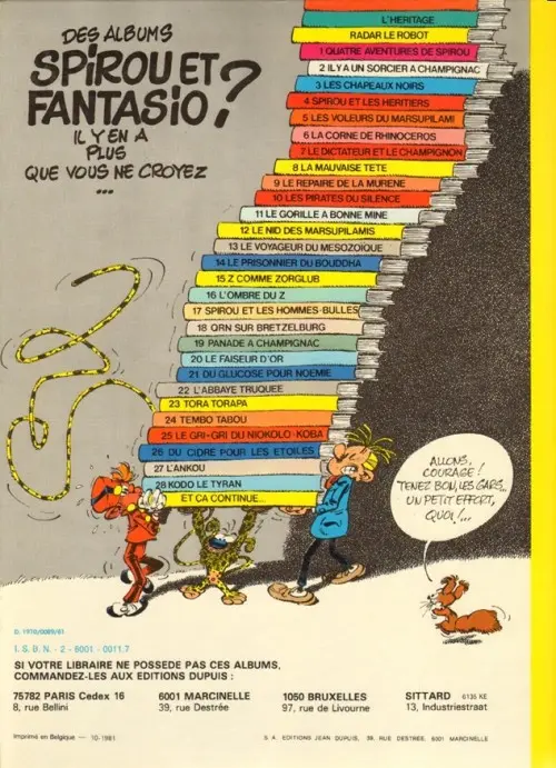 Verso de l'album Spirou et Fantasio Tome 9 Le repaire de la murène