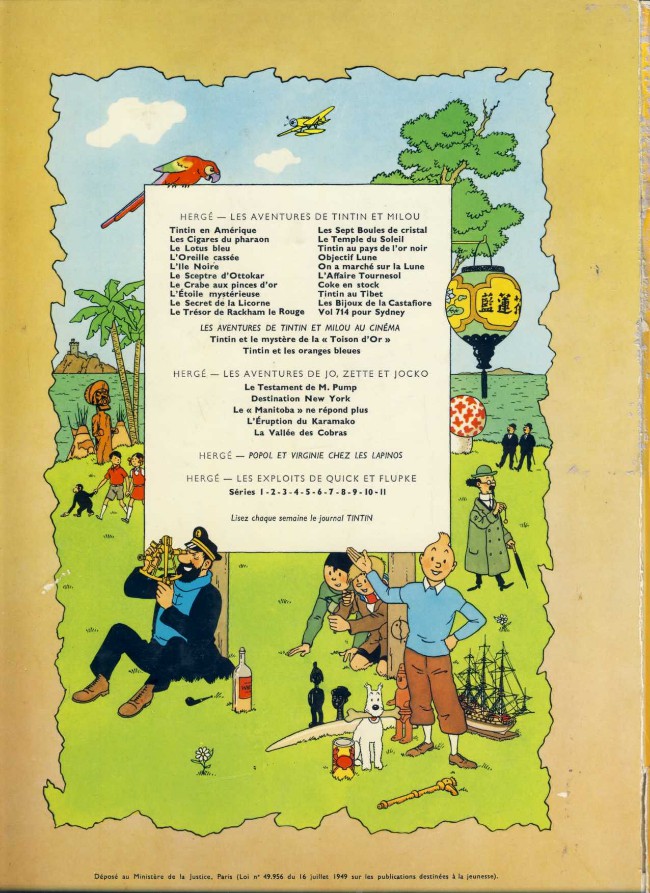 Verso de l'album Tintin Tome 3 Tintin en amérique