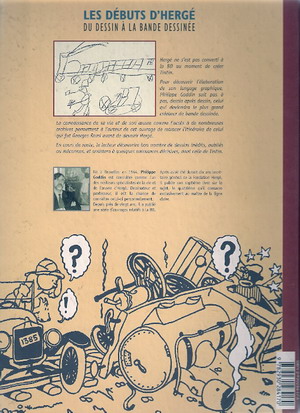 Verso de l'album Les débuts d'Hergé - Du dessin à la bande dessinée