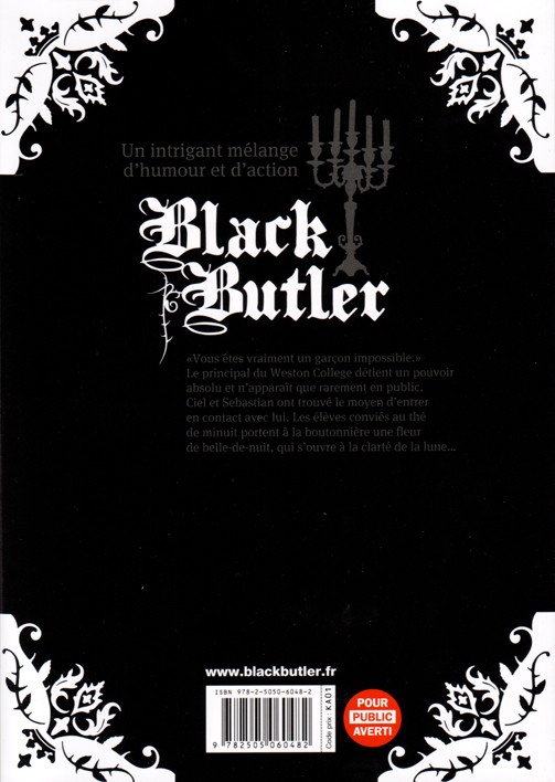 Verso de l'album Black Butler 17 Black Home Delivery