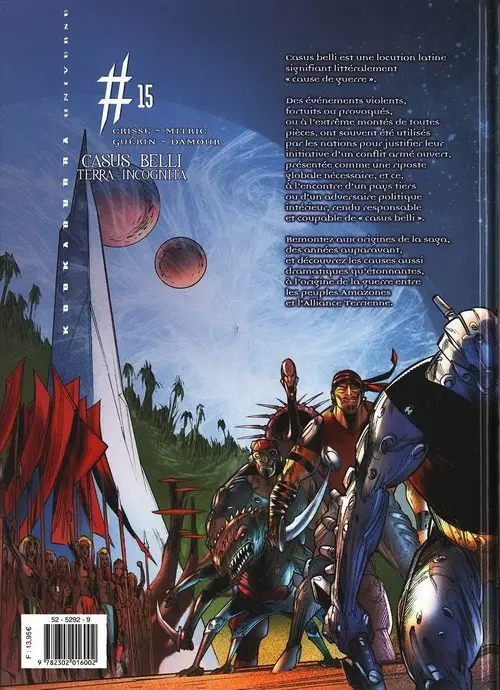 Verso de l'album Kookaburra Universe Tome 15 Casus Belli Terra incognita