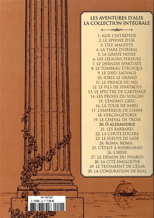 Verso de l'album Alix La collection Tome 20 Ô Alexandrie