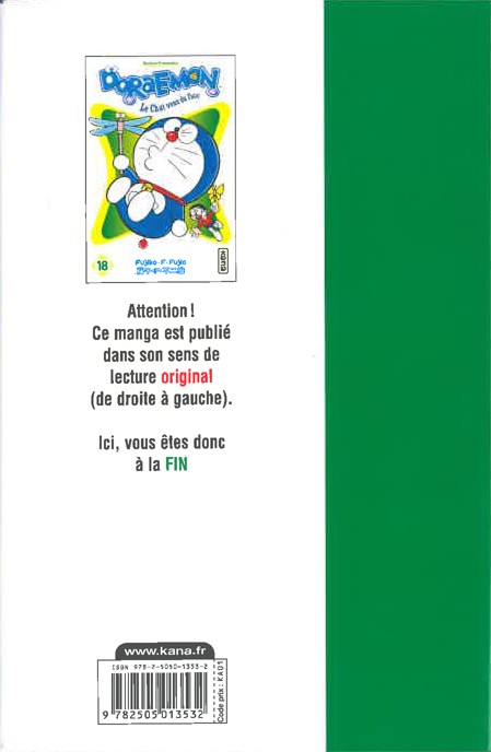 Verso de l'album Doraemon, le Chat venu du futur Tome 18