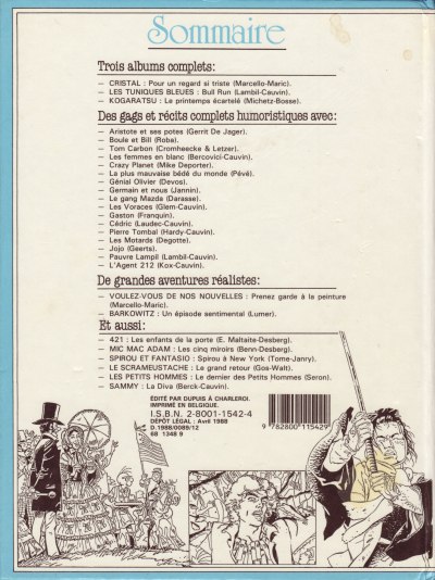 Verso de l'album Le journal de Spirou Album 189