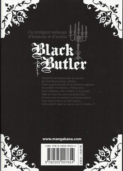 Verso de l'album Black Butler 1 Black Host