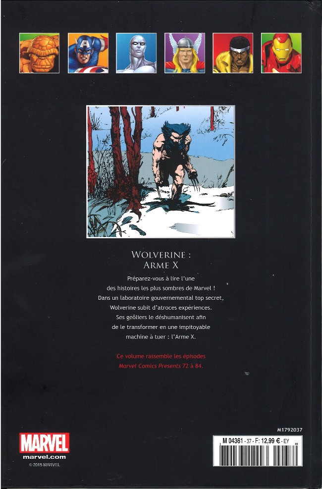 Verso de l'album Marvel Comics - La collection de référence Tome 37 Wolverine - Arme X