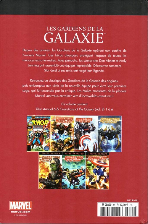 Verso de l'album Le meilleur des Super-Héros Marvel Tome 11 Les gardiens de la galaxie