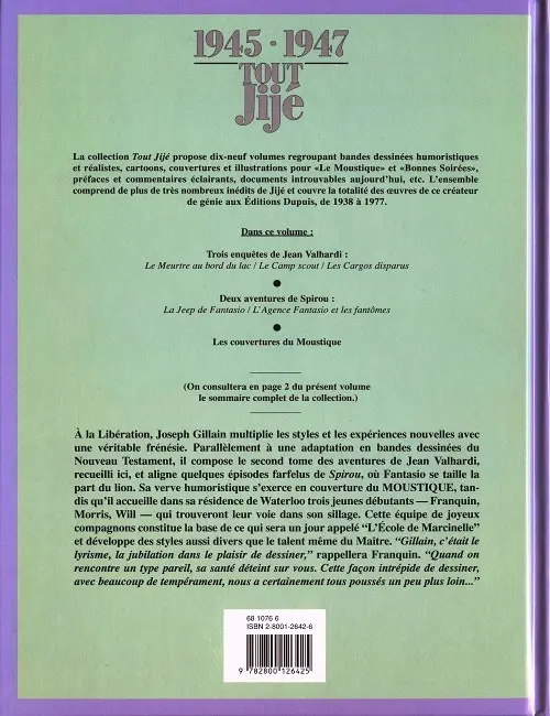 Verso de l'album Tout Jijé Tome 15 1945-1947