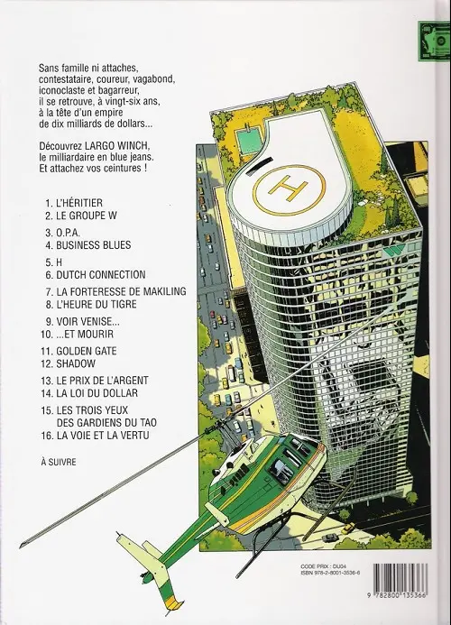 Verso de l'album Largo Winch Tome 14 La loi du dollar