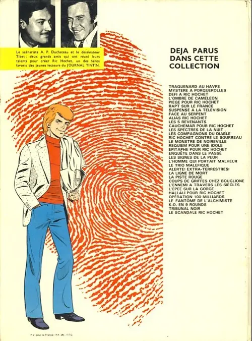 Verso de l'album Ric Hochet Tome 16 Requiem pour une idole