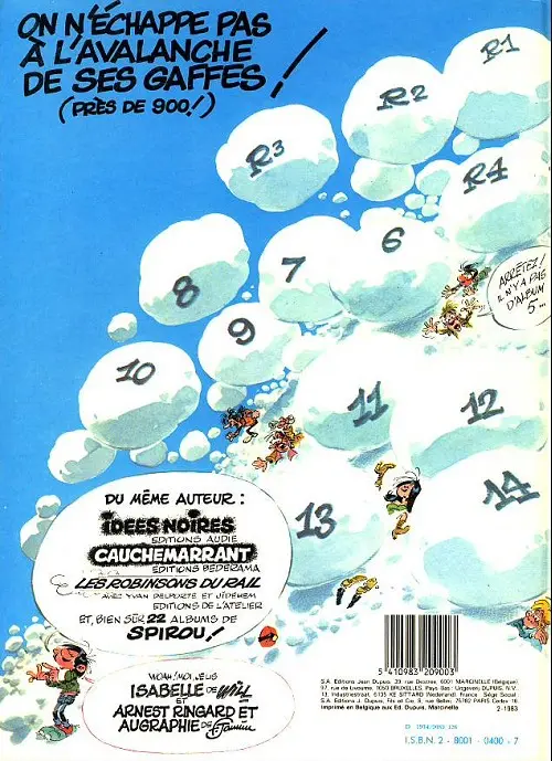 Verso de l'album Gaston Tome 12 Le gang des gaffeurs
