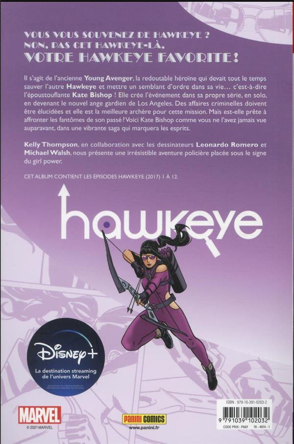 Verso de l'album Hawkeye : L'œil Secret