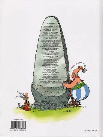 Verso de l'album Astérix Tome 23 Obélix et compagnie