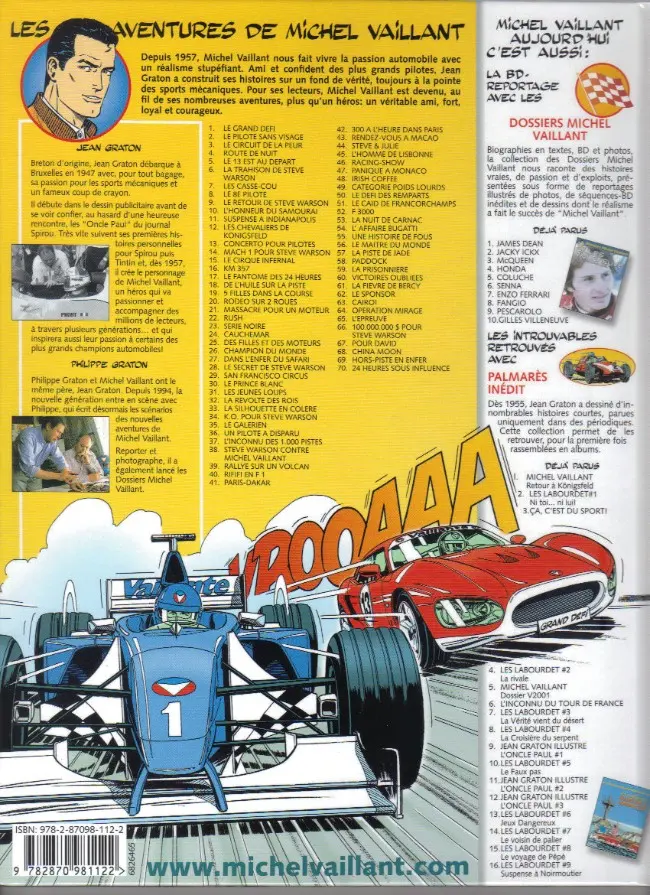 Verso de l'album Michel Vaillant Tome 37 L'inconnu des 1000 pistes