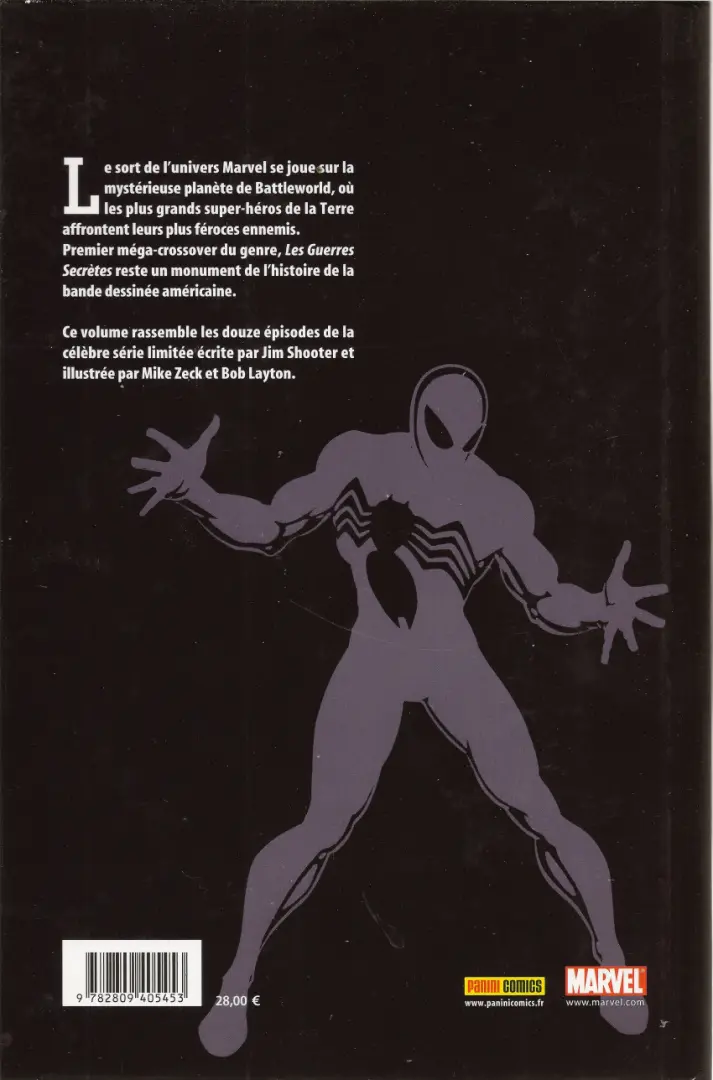 Verso de l'album Best of Marvel 12 Les guerres secrètes