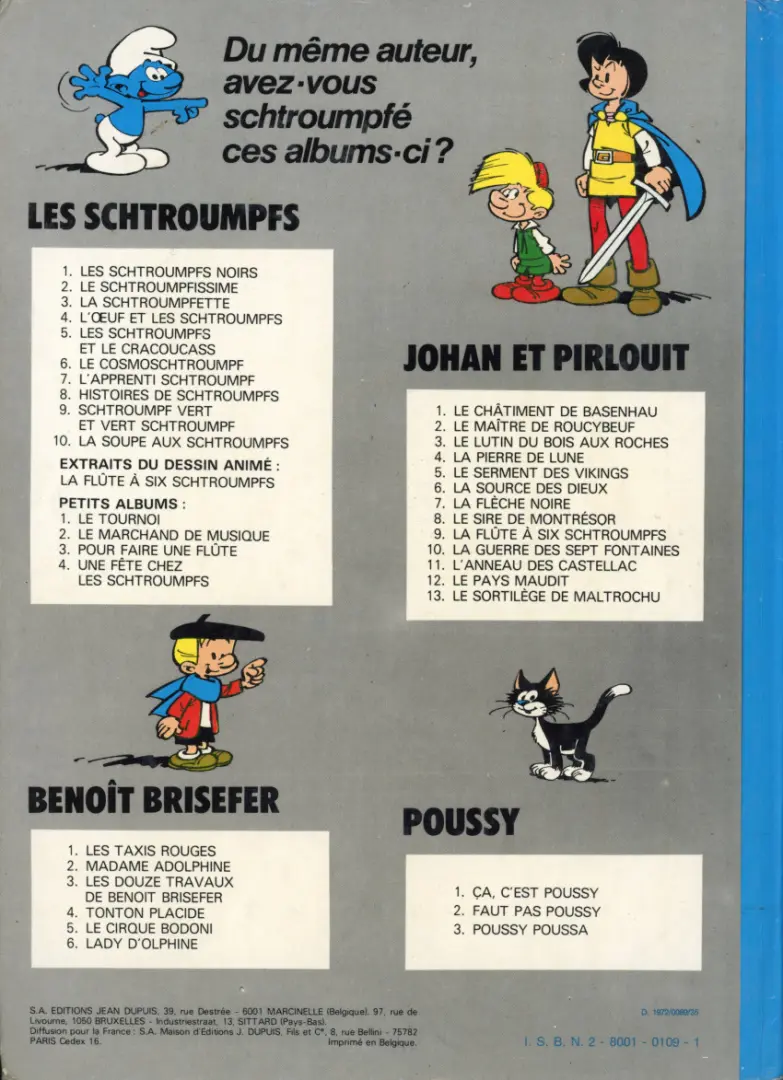 Verso de l'album Les Schtroumpfs Tome 2 Le Schtroumpfissime