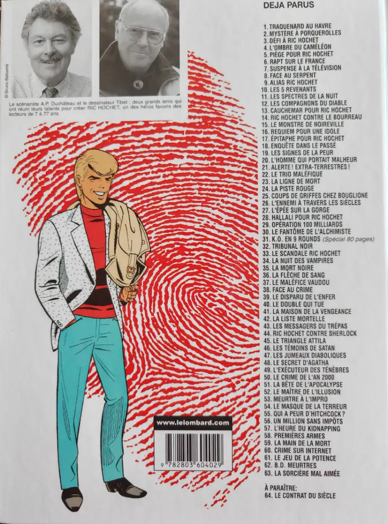 Verso de l'album Ric Hochet Tome 36 La fleche de sang