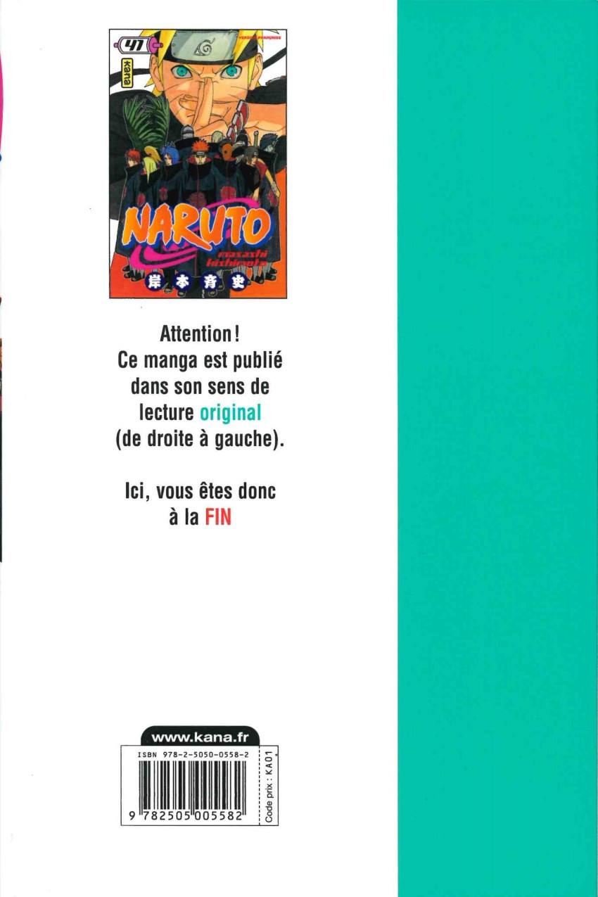 Verso de l'album Naruto 41 Le choix de Jiraya !!