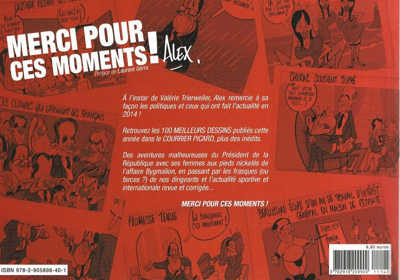 Verso de l'album Alex - Dessins de presse Merci pour ces moments - les 100 meilleurs dessins 2014 + des inédits