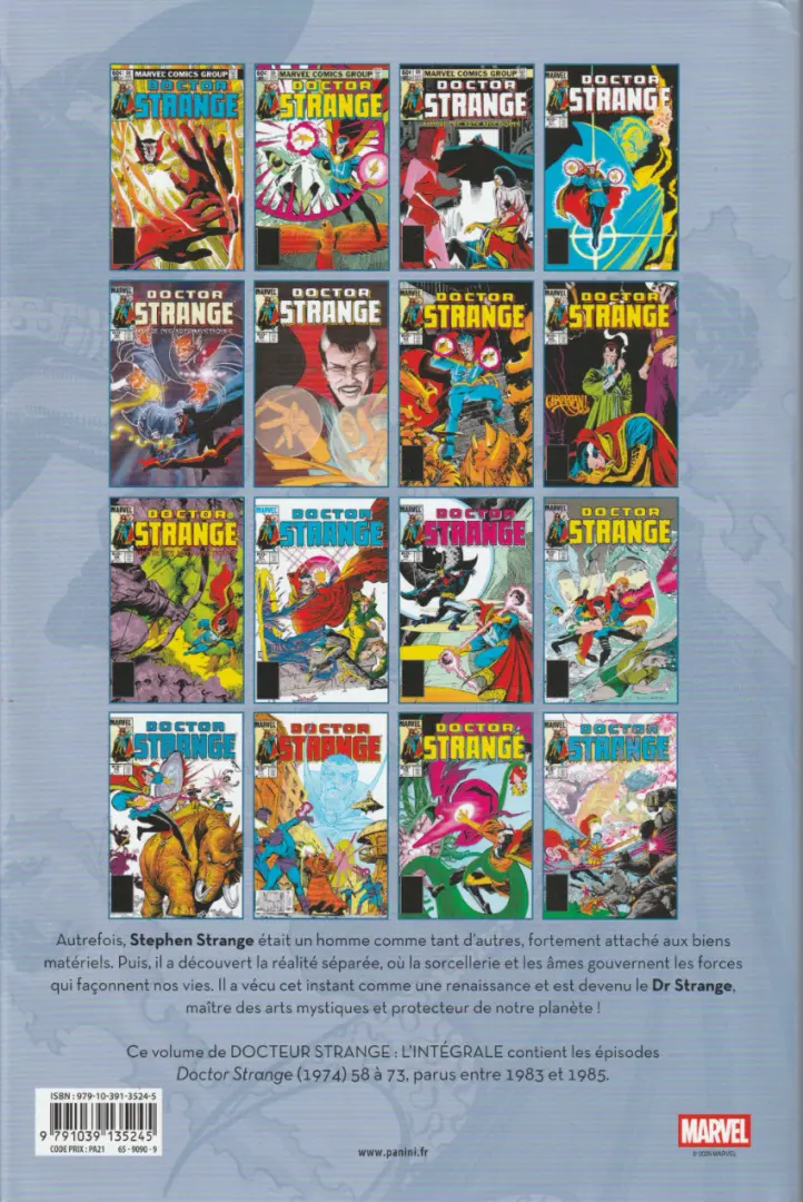Verso de l'album Docteur Strange (L'intégrale) Tome 10 1983-1985