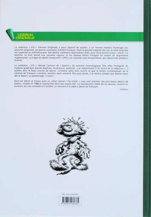Verso de l'album Gaston L'intégrale (Version Originale) Tome 7 Gaston 1968