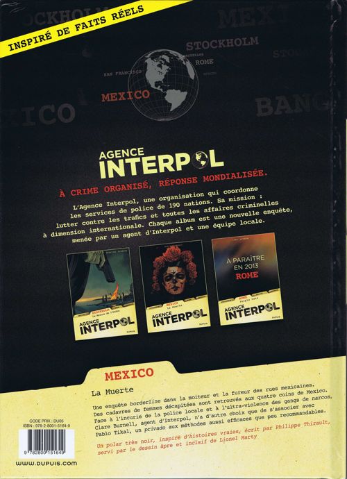 Verso de l'album Agence Interpol Tome 1 Mexico - La muerte