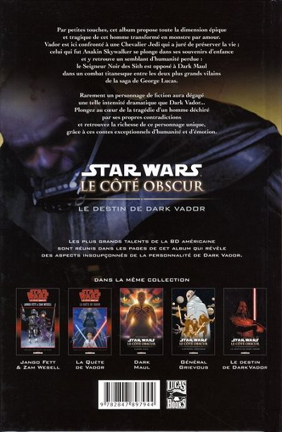 Verso de l'album Star Wars - Le côté obscur Tome 5 Le destin de Dark Vador