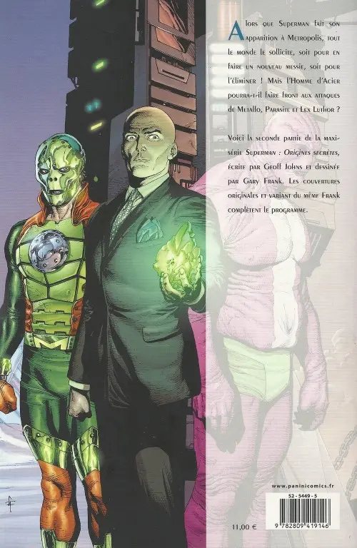 Verso de l'album Superman - Origines secrètes Tome 2