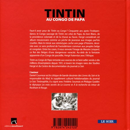 Verso de l'album Tintin au Congo de Papa